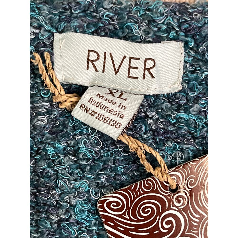 River textured blue green long sleeve sweater, size extra large, NWT - Picture 3 of 11